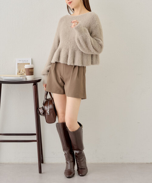 Chico（チコ）の「【2WAY】シャギーペプラムVニット（ニット/セーター・レディース・ピンク/グレイッシュベージュ/ブラック/アイボリー・FREE）」の20枚目の写真