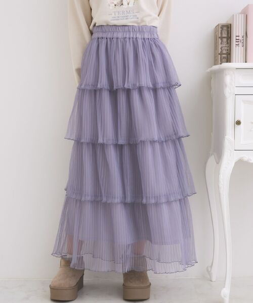 ems excite（エムズエキサイト）の「ティアードプリーツチュールSK（スカート・レディース・ブルー/ナチュラル/ブラック・FREE）」の3枚目の写真