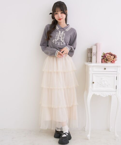 ems excite（エムズエキサイト）の「ティアードプリーツチュールSK（スカート・レディース・ブルー/ナチュラル/ブラック・FREE）」の4枚目の写真