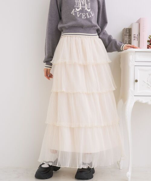 ems excite（エムズエキサイト）の「ティアードプリーツチュールSK（スカート・レディース・ブルー/ナチュラル/ブラック・FREE）」の8枚目の写真