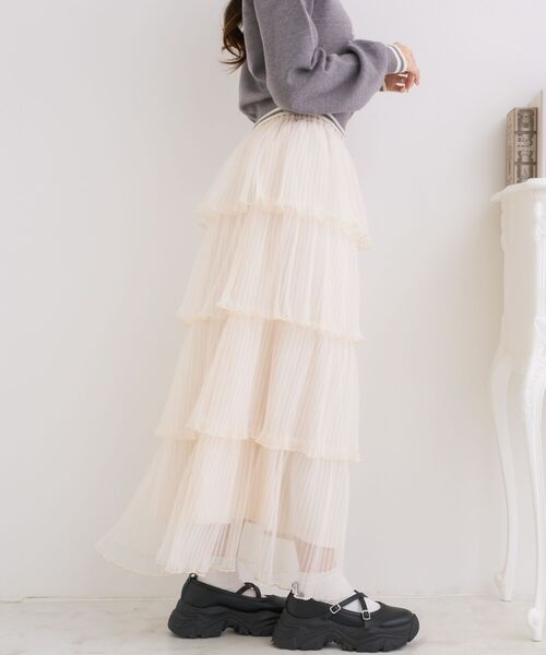 ems excite（エムズエキサイト）の「ティアードプリーツチュールSK（スカート・レディース・ブルー/ナチュラル/ブラック・FREE）」の9枚目の写真