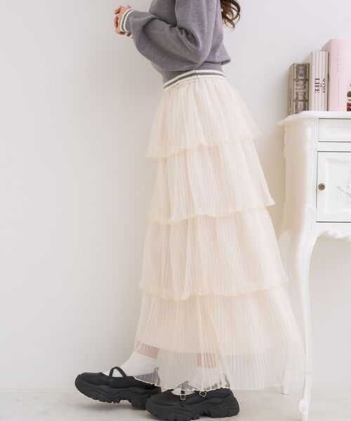 ems excite（エムズエキサイト）の「ティアードプリーツチュールSK（スカート・レディース・ブルー/ナチュラル/ブラック・FREE）」の10枚目の写真