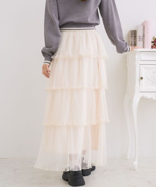 ems excite（エムズエキサイト）の「ティアードプリーツチュールSK（スカート・レディース・ブルー/ナチュラル/ブラック・FREE）」の11枚目の写真