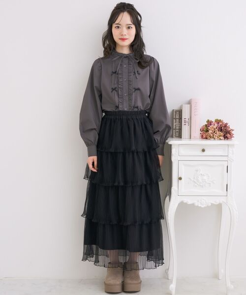 ems excite（エムズエキサイト）の「ティアードプリーツチュールSK（スカート・レディース・ブルー/ナチュラル/ブラック・FREE）」の13枚目の写真