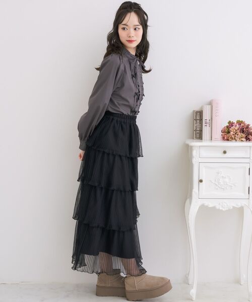 ems excite（エムズエキサイト）の「ティアードプリーツチュールSK（スカート・レディース・ブルー/ナチュラル/ブラック・FREE）」の14枚目の写真
