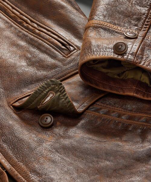 【セール】シアリングカラー レザー カー コート（その他アウター）｜RRL（ダブル アール エル）