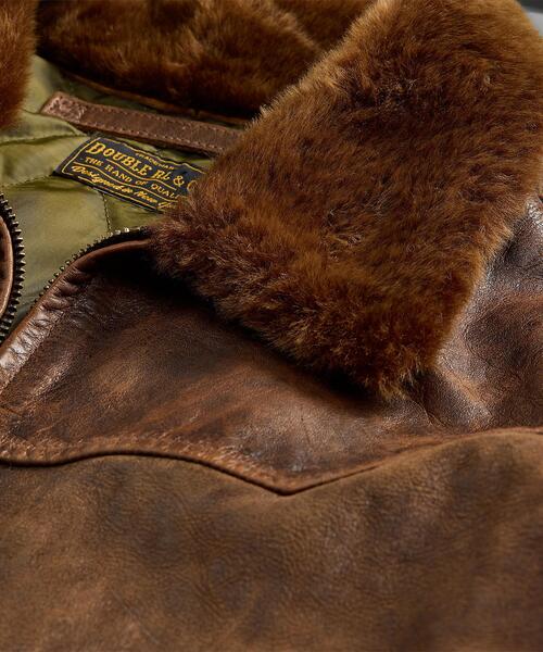 【セール】シアリングカラー レザー カー コート（その他アウター）｜RRL（ダブル アール エル）