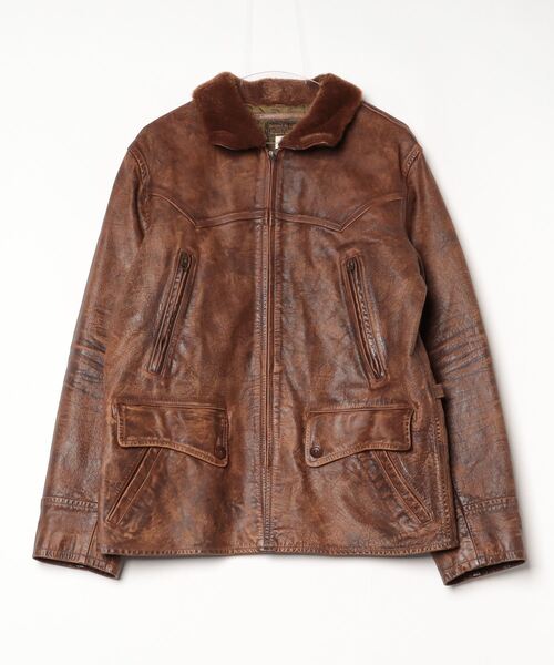 【セール】シアリングカラー レザー カー コート（その他アウター）｜RRL（ダブル アール エル）