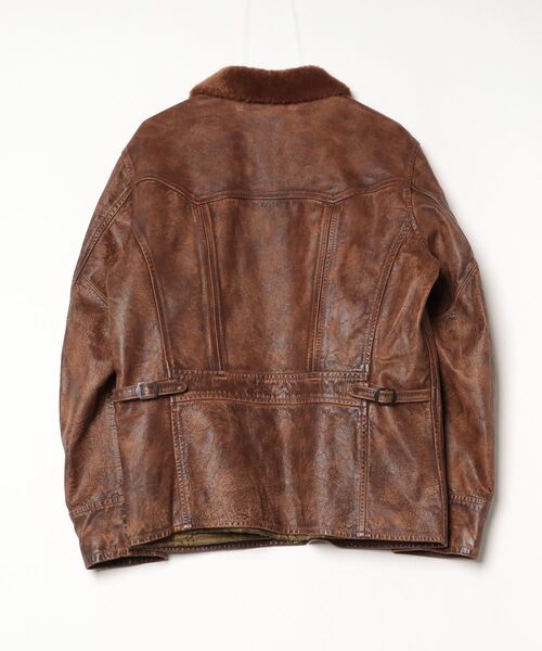 【セール】シアリングカラー レザー カー コート（その他アウター）｜RRL（ダブル アール エル）