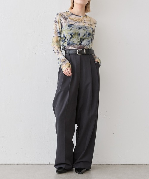 Lui's(ルイス)の「【着映え◎】シアープリントトップス(Tシャツ/カットソー・レディース・イエロー/チャコールグレー/ブルー・FREE)」の19枚目の写真