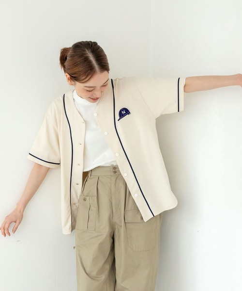 PAR ICI（パーリッシィ）の「NAVYS80 ベースボール半袖プルオーバー（Tシャツ/カットソー・レディース・アイボリー/グレー・FREE）」の4枚目の写真