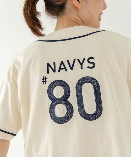 PAR ICI（パーリッシィ）の「NAVYS80 ベースボール半袖プルオーバー（Tシャツ/カットソー・レディース・アイボリー/グレー・FREE）」の6枚目の写真