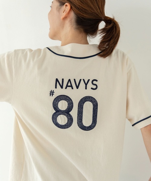 PAR ICI（パーリッシィ）の「NAVYS80 ベースボール半袖プルオーバー（Tシャツ/カットソー・レディース・アイボリー/グレー・FREE）」の7枚目の写真