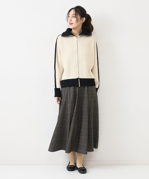fort point(フォーポイント)の「【FORTPOINT/フォートポイント】Wラインニットトラックジャケット(ニット/セーター・レディース・ブラウン/アイボリー/ブラック・FREE)」の4枚目の写真