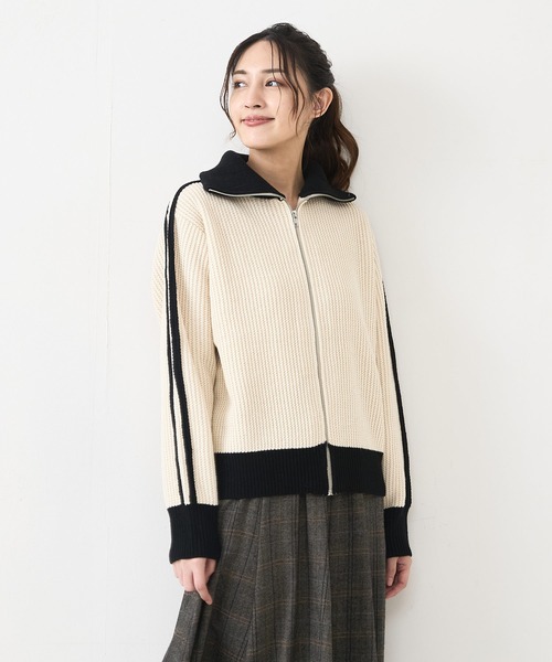ニット セーター 「FORTPOINT/フォートポイント」Wラインニットトラックジャケット レディース セール】【FORTPOINT/フォートポイント】Wラインニットトラック