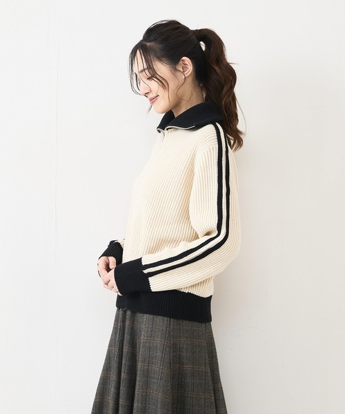 ニット セーター 「FORTPOINT/フォートポイント」Wラインニットトラックジャケット レディース FORTPOINT/フォートポイント】Wラインニットトラックジャケット
