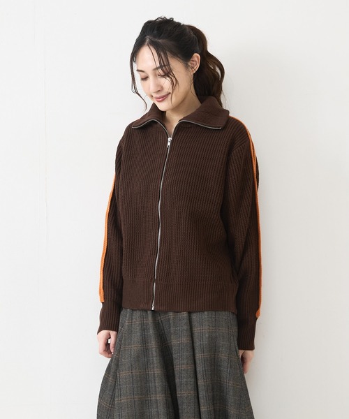 fort point(フォーポイント)の「【FORTPOINT/フォートポイント】Wラインニットトラックジャケット(ニット/セーター・レディース・ブラウン/アイボリー/ブラック・FREE)」の16枚目の写真