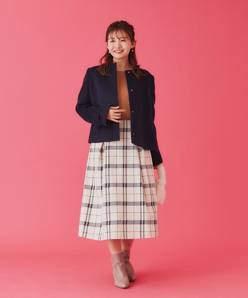 セール】タックフレアチェックスカート【洗濯機洗い可】（スカート