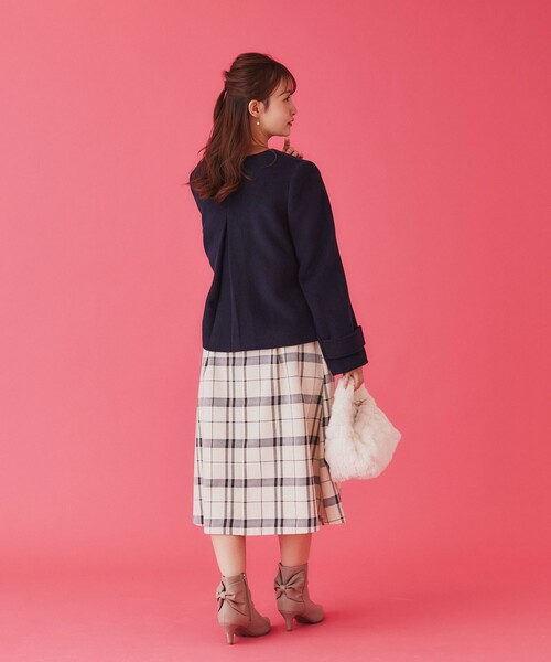 セール】タックフレアチェックスカート【洗濯機洗い可】（スカート