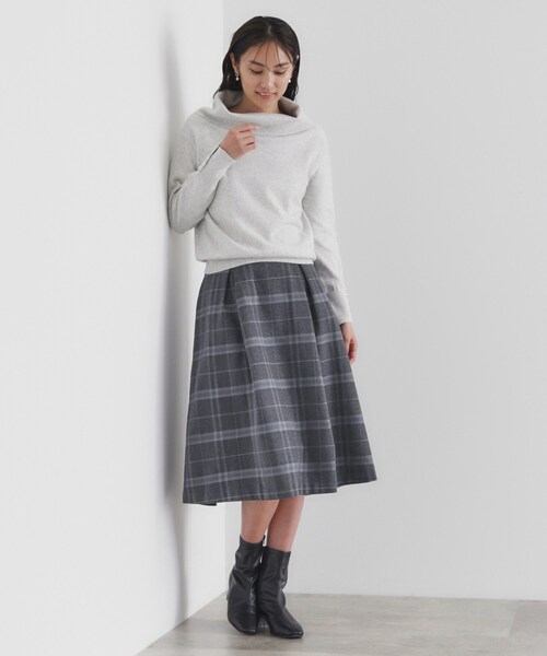 フレアチェックスカート セール】タックフレアチェックスカート【洗濯機洗い可】（スカート