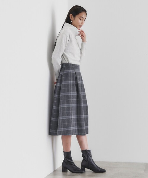 セール】タックフレアチェックスカート【洗濯機洗い可】（スカート