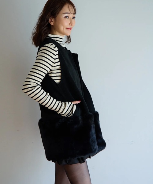 ECOファー切替2wayジレワンピ（ベスト）｜M y u（ミュー）