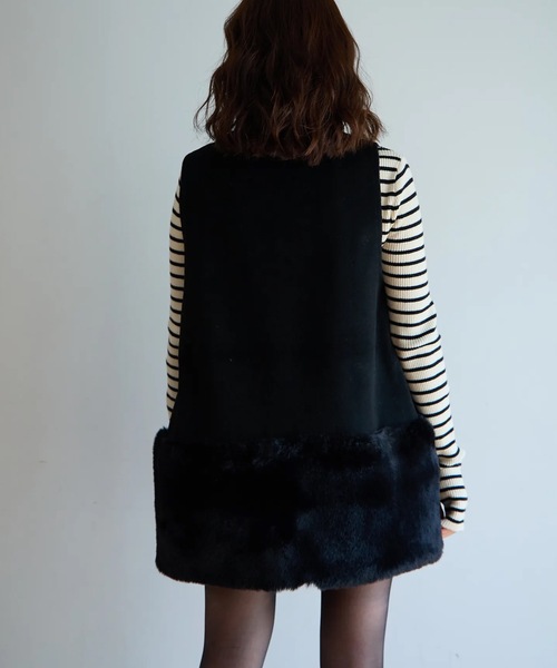 ECOファー切替2wayジレワンピ（ベスト）｜M y u（ミュー）