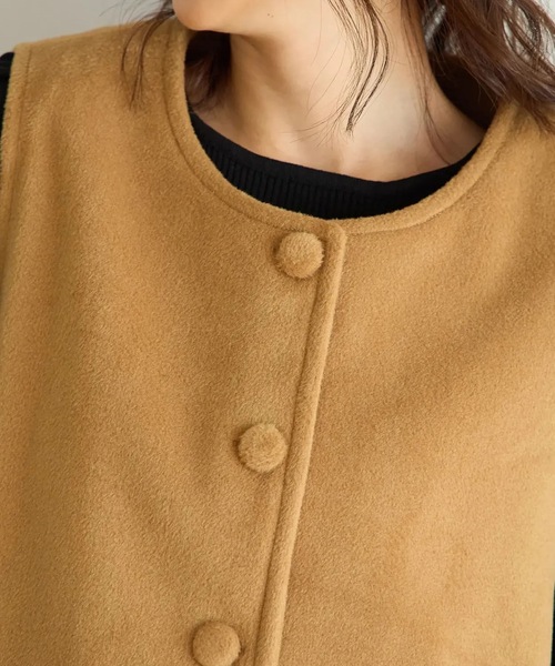 ECOファー切替2wayジレワンピ（ベスト）｜M y u（ミュー）