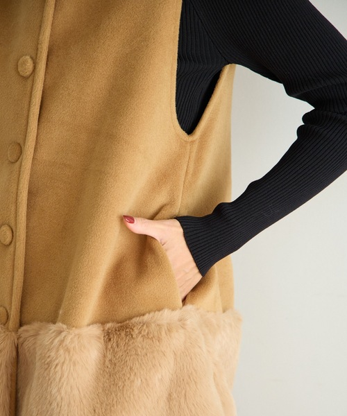 ECOファー切替2wayジレワンピ（ベスト）｜M y u（ミュー）