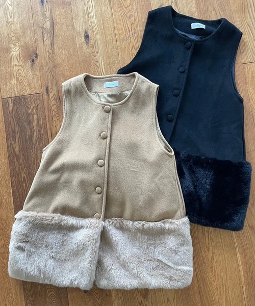 ECOファー切替2wayジレワンピ（ベスト）｜M y u（ミュー）