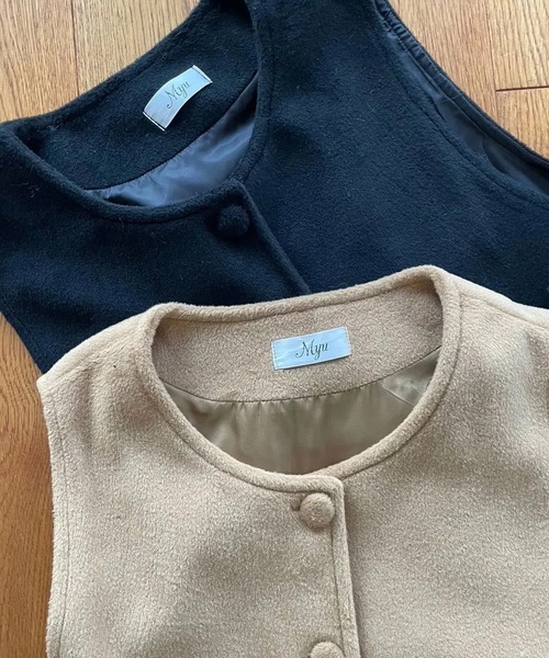 ECOファー切替2wayジレワンピ（ベスト）｜M y u（ミュー）