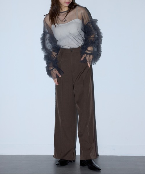 MAISON BREEZE reveur(メゾンブリーズレヴール)の「【MAISON BREEZE reveur】side lace tuck pants(スラックス・レディース・ブラック/ブラウン・M/S)」の12枚目の写真