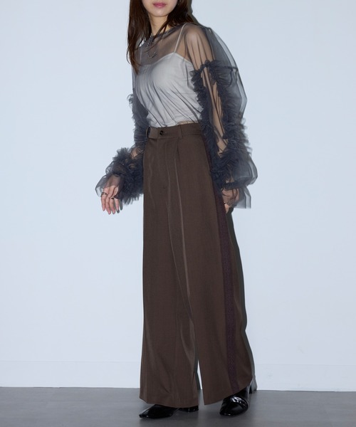 MAISON BREEZE reveur(メゾンブリーズレヴール)の「【MAISON BREEZE reveur】side lace tuck pants(スラックス・レディース・ブラック/ブラウン・M/S)」の13枚目の写真