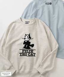 【0】【FELIX THE CAT/フィリックス・ザ・キャット】ベースボール&フロッキープリント ラグラン切替 スウェット