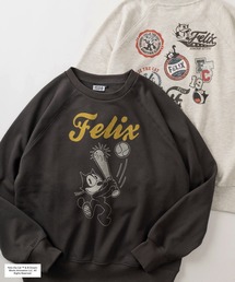 【0】【FELIX THE CAT/フィリックス・ザ・キャット】ベースボール&フロッキープリント ラグラン切替 スウェット