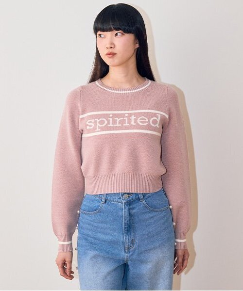 Mi-je(ミジェ)の「ラインロゴジャガードニット【韓国ファッション】(ニット/セーター・レディース・オフホワイト/ブラック/ピンク・M/S)」の3枚目の写真