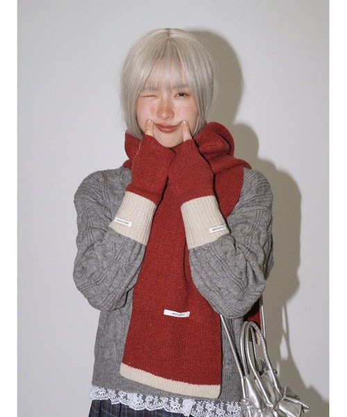 ニット セーター セット バラクラバ Vネックニット レース レディース Loungedress ニット セーター 2WAY鹿子ニット レディース