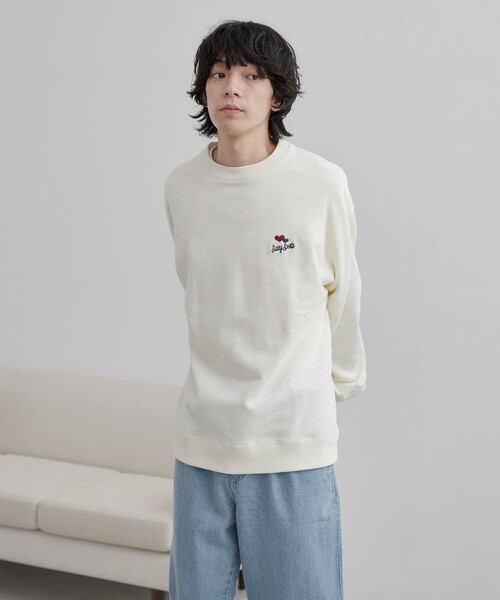 coen(コーエン)の「SunnySports(サニースポーツ)別注 ワンポイントハート刺繍スウェット(スウェット・メンズ・ホワイト/クリーム/ネイビー・M/L/XL)」の8枚目の写真