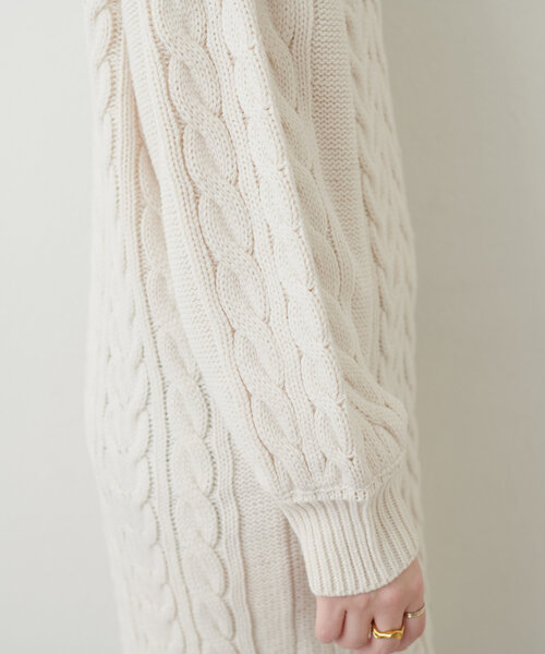 natural couture（ナチュラルクチュール）の「【WEB限定】裾フレアケーブルニットワンピース（ワンピース・レディース・モカ/ピンク系その他/オフホワイト/チャコールグレー・FREE）」の16枚目の写真