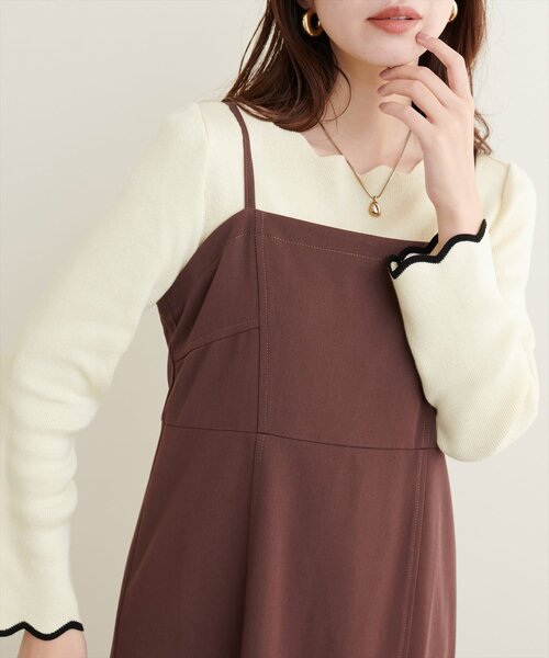 natural couture(ナチュラルクチュール)の「袖口配色スカラップニット(ニット/セーター・レディース・オフホワイト/グレー/ライトベージュ/サックスブルー/パープル系その他/ピンク/ネイビー・FREE)」の22枚目の写真
