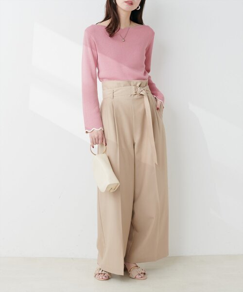 natural couture(ナチュラルクチュール)の「袖口配色スカラップニット(ニット/セーター・レディース・オフホワイト/グレー/ライトベージュ/サックスブルー/パープル系その他/ピンク/ネイビー・FREE)」の15枚目の写真