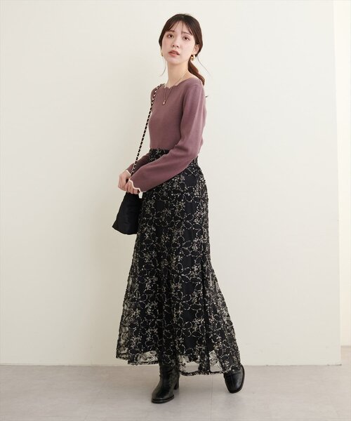 natural couture(ナチュラルクチュール)の「袖口配色スカラップニット(ニット/セーター・レディース・オフホワイト/グレー/ライトベージュ/サックスブルー/パープル系その他/ピンク/ネイビー・FREE)」の20枚目の写真