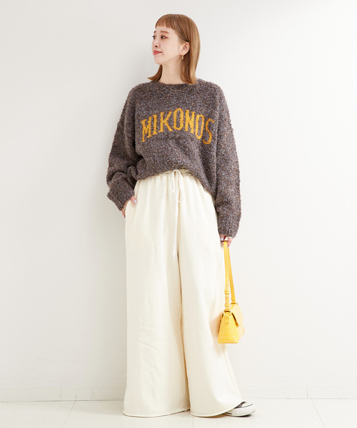 B.C STOCK（ベーセーストック）の「《追加》MIXブークレーロゴニット（ニット/セーター・レディース・ベージュ/ブルー系その他/ブラウン・FREE）」の4枚目の写真