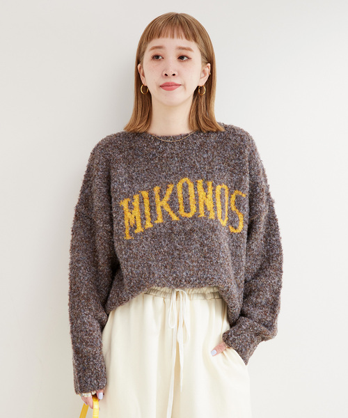 B.C STOCK（ベーセーストック）の「《追加》MIXブークレーロゴニット（ニット/セーター・レディース・ベージュ/ブルー系その他/ブラウン・FREE）」の8枚目の写真