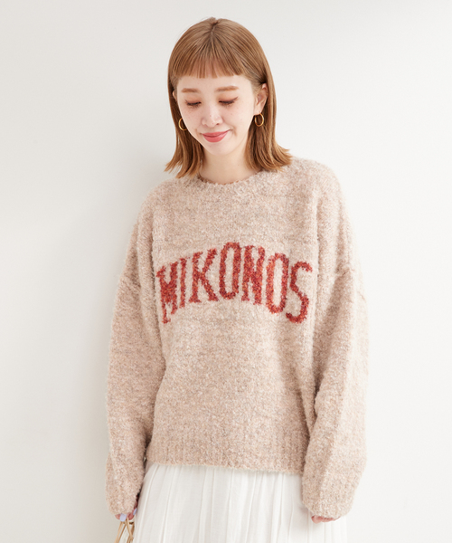 B.C STOCK（ベーセーストック）の「《追加》MIXブークレーロゴニット（ニット/セーター・レディース・ベージュ/ブルー系その他/ブラウン・FREE）」の17枚目の写真