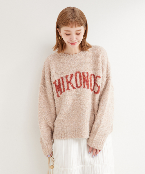 B.C STOCK（ベーセーストック）の「《追加》MIXブークレーロゴニット（ニット/セーター・レディース・ベージュ/ブルー系その他/ブラウン・FREE）」の18枚目の写真