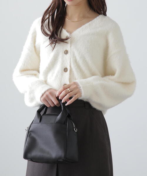 FREE'S MART(フリーズマート)の「◆Vネックシャギーカーディガン(カーディガン/ボレロ・レディース・ホワイト/レッド/グレー・FREE)」の2枚目の写真