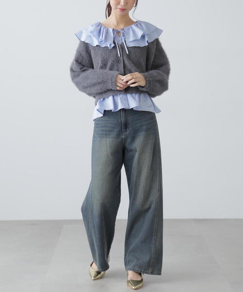 FREE'S MART(フリーズマート)の「◆Vネックシャギーカーディガン(カーディガン/ボレロ・レディース・ホワイト/レッド/グレー・FREE)」の7枚目の写真