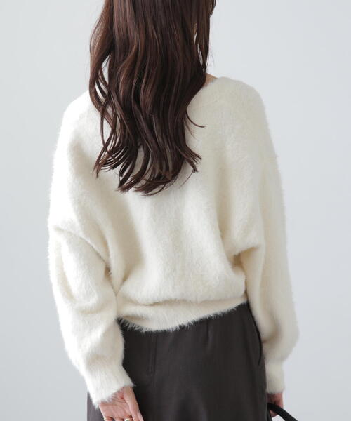 FREE'S MART(フリーズマート)の「◆Vネックシャギーカーディガン(カーディガン/ボレロ・レディース・ホワイト/レッド/グレー・FREE)」の5枚目の写真