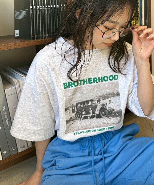 PILIT(ピリット)の「PHOTO プリント ミニ裏毛tee(Tシャツ/カットソー・レディース・オートミール/杢グレー・MEDIUM)」の2枚目の写真